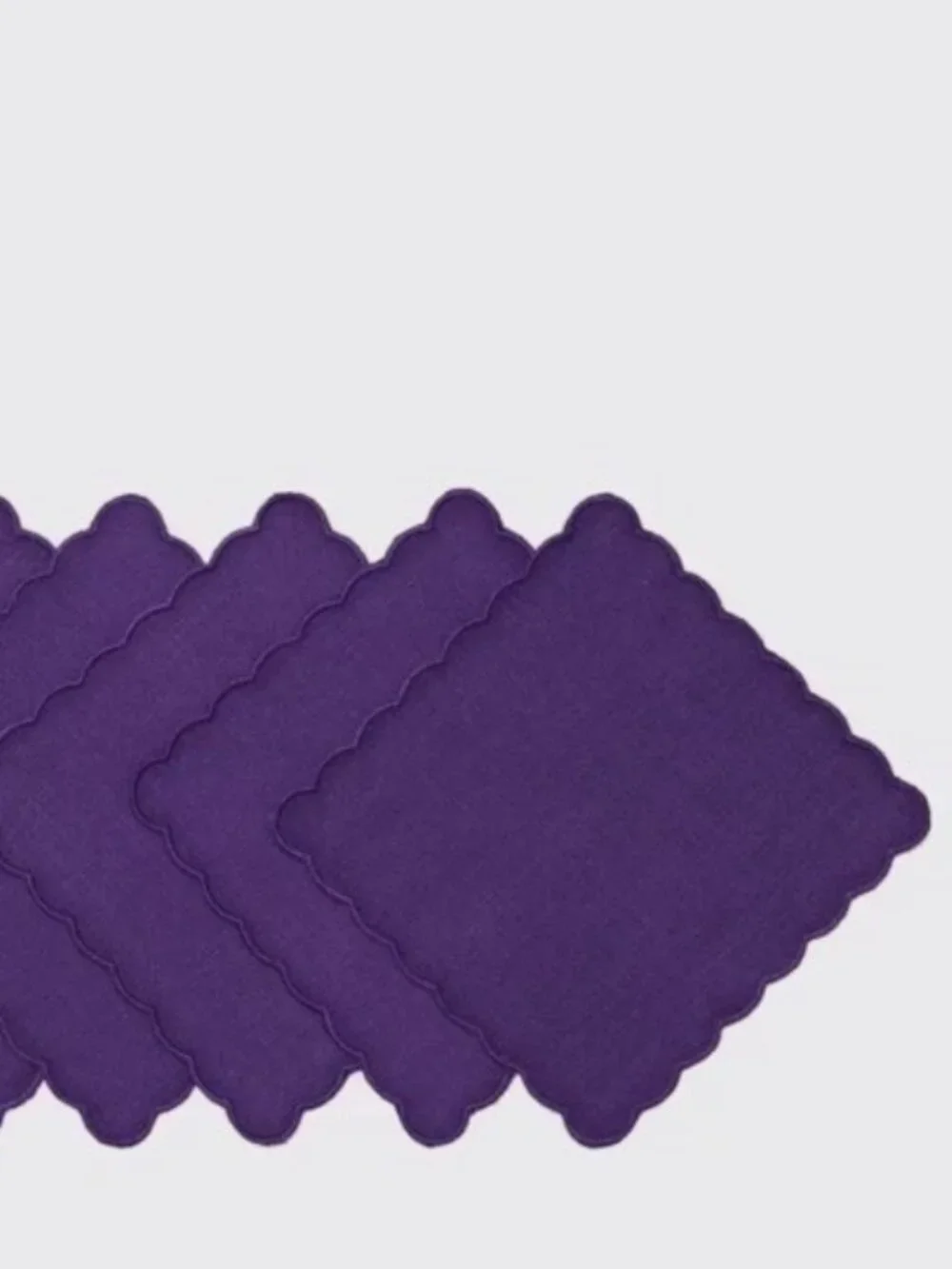 NWT Tory Burch Scalloped Cocktail Linen Napkins Set of 6-Dark Purple